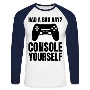 Video Game Lovers Gamer Gaming Funny Saying - Unisex Long Sleeve Baseball T-Shirt - white/navy - Front - Nik (191cm)
