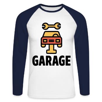 Retro Graphic Car Lover Car Mechanic Vehicle Techn - Unisex Long Sleeve Baseball T-Shirt - white/navy - Front - Nik (191cm)