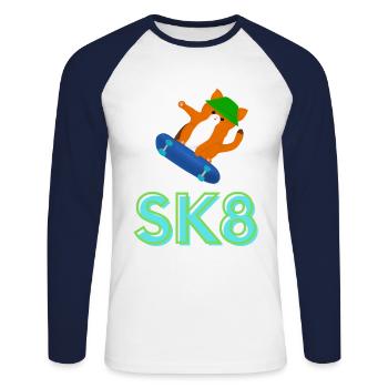 SK8 - T-shirt baseball manches longues Homme - blanc/marine - Devant - Nik (191cm)