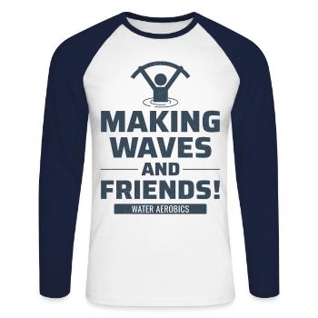 Wassergymnastik Wassergymnastik Aquafitness Aqua Exercise - Unisex Baseballshirt langarm - Weiß/Navy - Vorne - Nik (191cm)