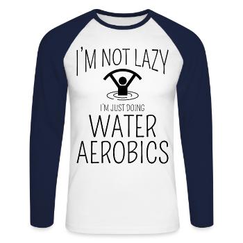 Wassergymnastik Wassergymnastik Aquafitness Aqua Exercise - Unisex Baseballshirt langarm - Weiß/Navy - Vorne - Nik (191cm)