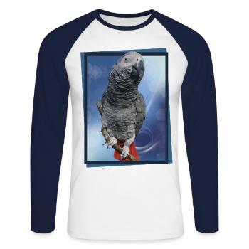 The grey parrot - Unisex Long Sleeve Baseball T-Shirt - white/navy - Front - Nik (191cm)