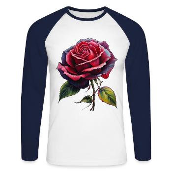An Eternal Rose - Unisex Long Sleeve Baseball T-Shirt - white/navy - Front - Nik (191cm)