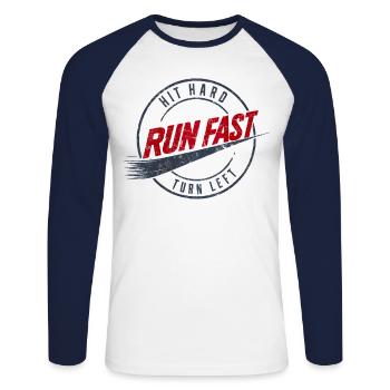Baseball Men Women Kids Player Pitcher Softball - Unisex Baseballshirt langarm - Weiß/Navy - Vorne - Nik (191cm)