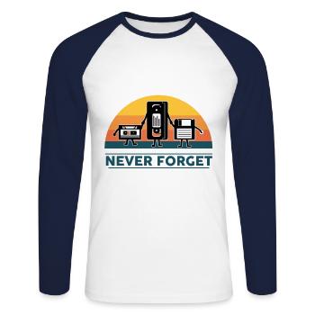 Vhs kassette Floppy Diskette nerd geek Geschenk - Unisex Baseballshirt langarm - Weiß/Navy - Vorne - Nik (191cm)