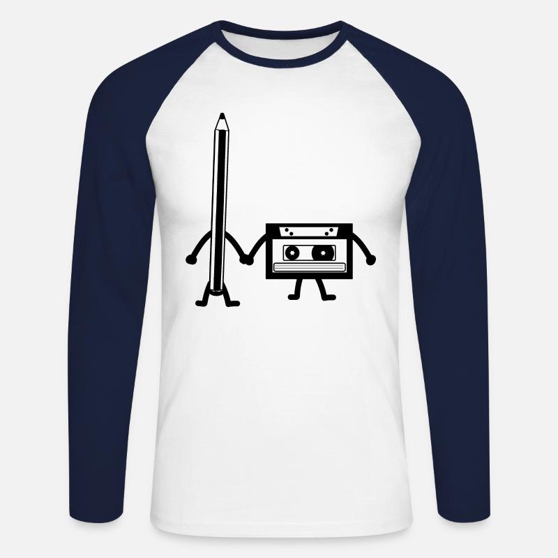 Kassette bleistift Vhs kassette Floppy Diskette - Unisex Baseballshirt langarm - Weiß/Navy