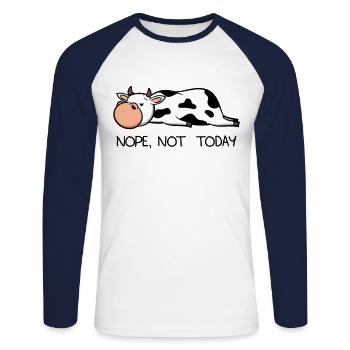 Funny Lazy Cow Calf Nope farmer milk gift - Unisex Long Sleeve Baseball T-Shirt - white/navy - Front - Nik (191cm)