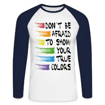 Cadeau LGB gay LGBTQ Trans Chemistry gay queer CSD - T-shirt baseball manches longues Homme - blanc/marine - Devant - Nik (191cm)