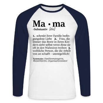 Mama Muttertag Beste Mama Weltbeste Mutter - Unisex Baseballshirt langarm - Weiß/Navy - Vorne - Nik (191cm)