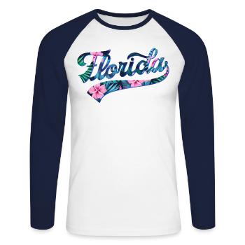 Florida Tropic Swoosh - Unisex Long Sleeve Baseball T-Shirt - white/navy - Front - Nik (191cm)
