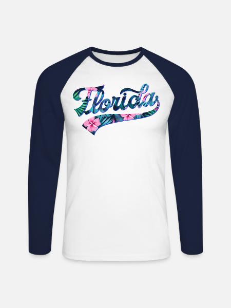 Florida Tropic Swoosh - Unisex Long Sleeve Baseball T-Shirt - white/navy