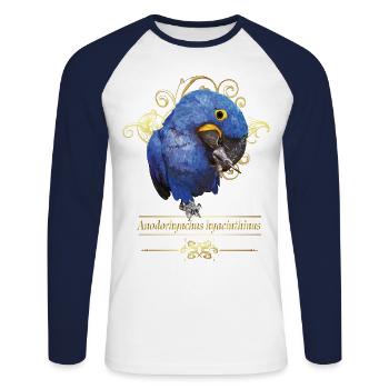 Hyacinth Macaw - Unisex Long Sleeve Baseball T-Shirt - white/navy - Front - Nik (191cm)