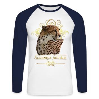 cheetah - Unisex Long Sleeve Baseball T-Shirt - white/navy - Front - Nik (191cm)