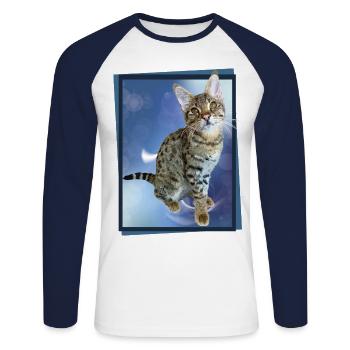 Tabby - T-shirt baseball manches longues Homme - blanc/marine - Devant - Nik (191cm)