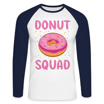 Escouade Donut - T-shirt baseball manches longues Homme - blanc/marine - Devant - Nik (191cm)