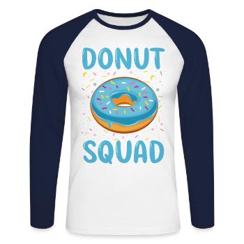 Escouade Donut - T-shirt baseball manches longues Homme - blanc/marine - Devant - Nik (191cm)