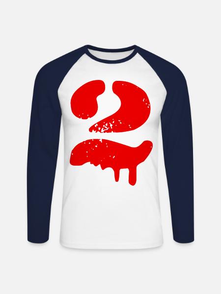 2 Symbole numérique - T-shirt baseball manches longues Homme - blanc/marine