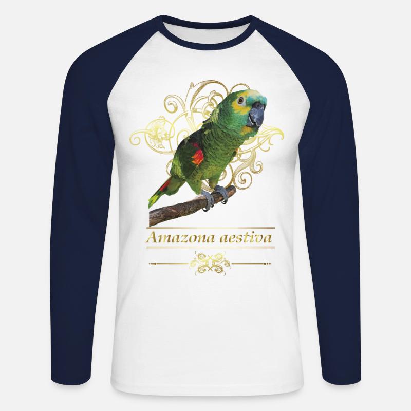 Die Blaustirnamazone - Unisex Baseballshirt langarm - Weiß/Navy
