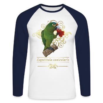 La perruche à front orange - T-shirt baseball manches longues Homme - blanc/marine - Devant - Nik (191cm)