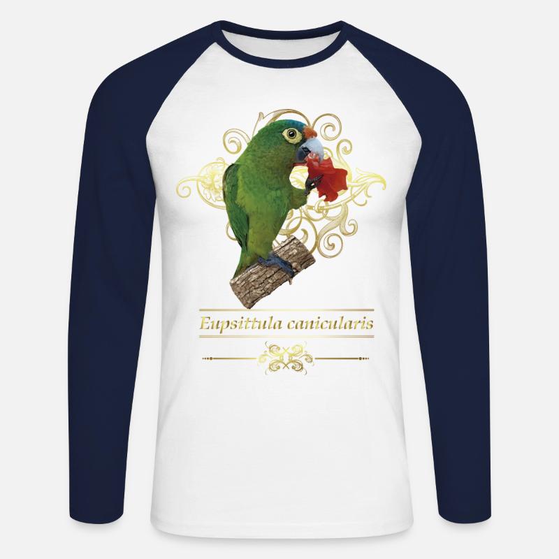 Parakiten med orange front - Långärmad basebolltröja herr - vit/marinblå