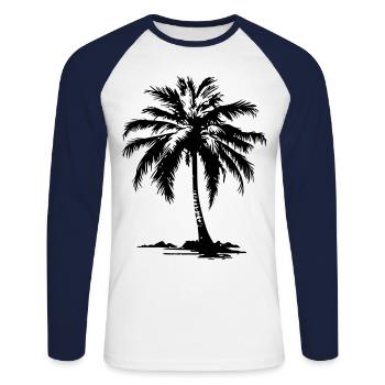 Symbole de Palm Island - T-shirt baseball manches longues Homme - blanc/marine - Devant - Nik (191cm)