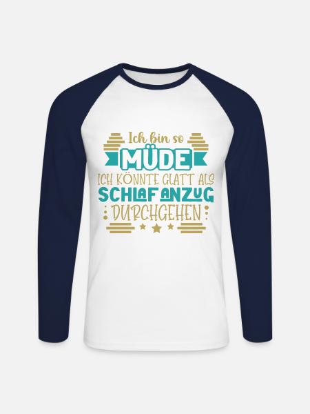 Ich bin so müde - Unisex Baseballshirt langarm - Weiß/Navy