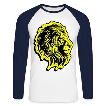 Löwenkopf Symbol Löwe - Unisex Baseballshirt langarm - Weiß/Navy - Vorne - Nik (191cm)