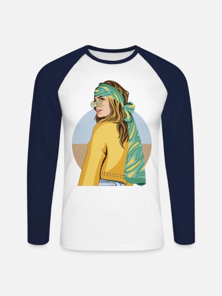 Traveling - Unisex Long Sleeve Baseball T-Shirt - white/navy