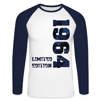 Galaxis Limited Edition 1964 60. Geburtstag - Unisex Baseballshirt langarm - Weiß/Navy - Vorne - Nik (191cm)