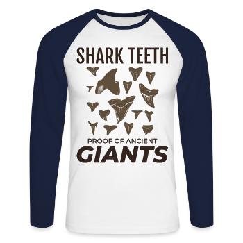 Haifischzähne Sammler Fossilienjagd Paläontologie - Unisex Baseballshirt langarm - Weiß/Navy - Vorne - Nik (191cm)