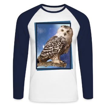 Harfang des neiges - T-shirt baseball manches longues Homme - blanc/marine - Devant - Nik (191cm)