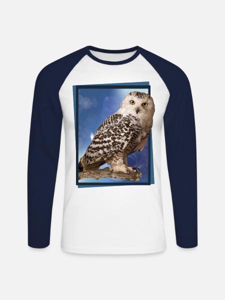 Schnee-Eule - Unisex Baseballshirt langarm - Weiß/Navy