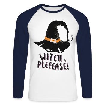 Horror Magic Magic Halloween T-Shirt Cadeau - T-shirt baseball manches longues Homme - blanc/marine - Devant - Nik (191cm)