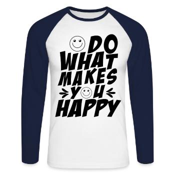 Faites ce qui vous rend heureux - T-shirt baseball manches longues Homme - blanc/marine - Devant - Nik (191cm)