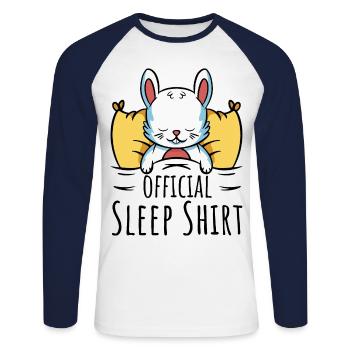 Rabbit Official Sleep Shirt for Fans of Rabbits - Unisex Long Sleeve Baseball T-Shirt - white/navy - Front - Nik (191cm)