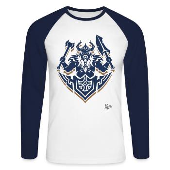Die Nordischen Kriegsgötter - Unisex Baseballshirt langarm - Weiß/Navy - Vorne - Nik (191cm)