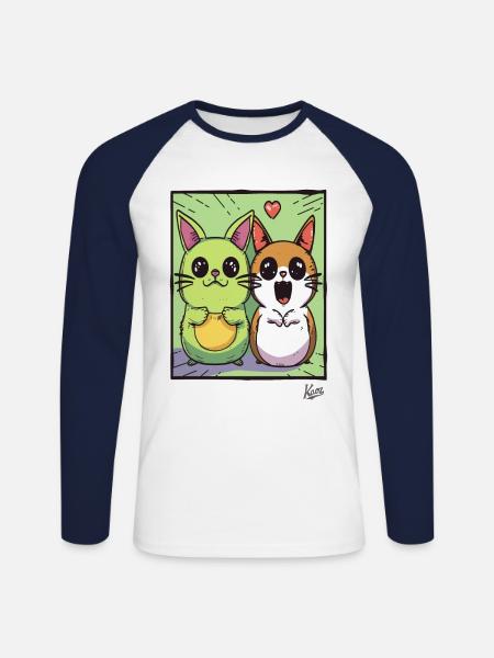 Funny, lovable cat friends - Unisex Long Sleeve Baseball T-Shirt - white/navy