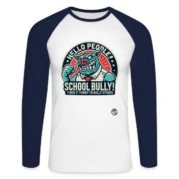 Schoolyard bully pig: "Hello guys!" - Unisex Long Sleeve Baseball T-Shirt - white/navy - Front - Nik (191cm)