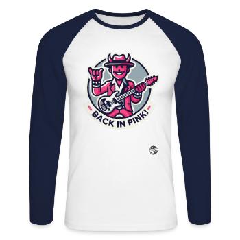 Rock Musik Gitarrist ist zurück in Pink - Unisex Baseballshirt langarm - Weiß/Navy - Vorne - Nik (191cm)