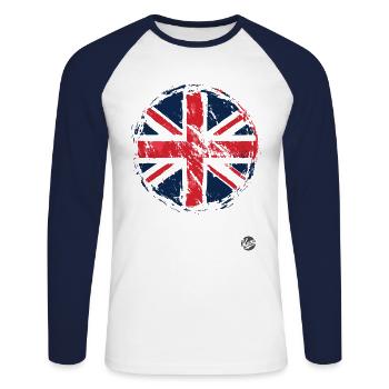 Drapeau de l’Union Jack Grande-Bretagne - T-shirt baseball manches longues Homme - blanc/marine - Devant - Nik (191cm)