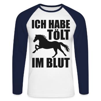 Icelandic Icelandic Horse Icelandic Horse Gift - Unisex Long Sleeve Baseball T-Shirt - white/navy - Front - Nik (191cm)
