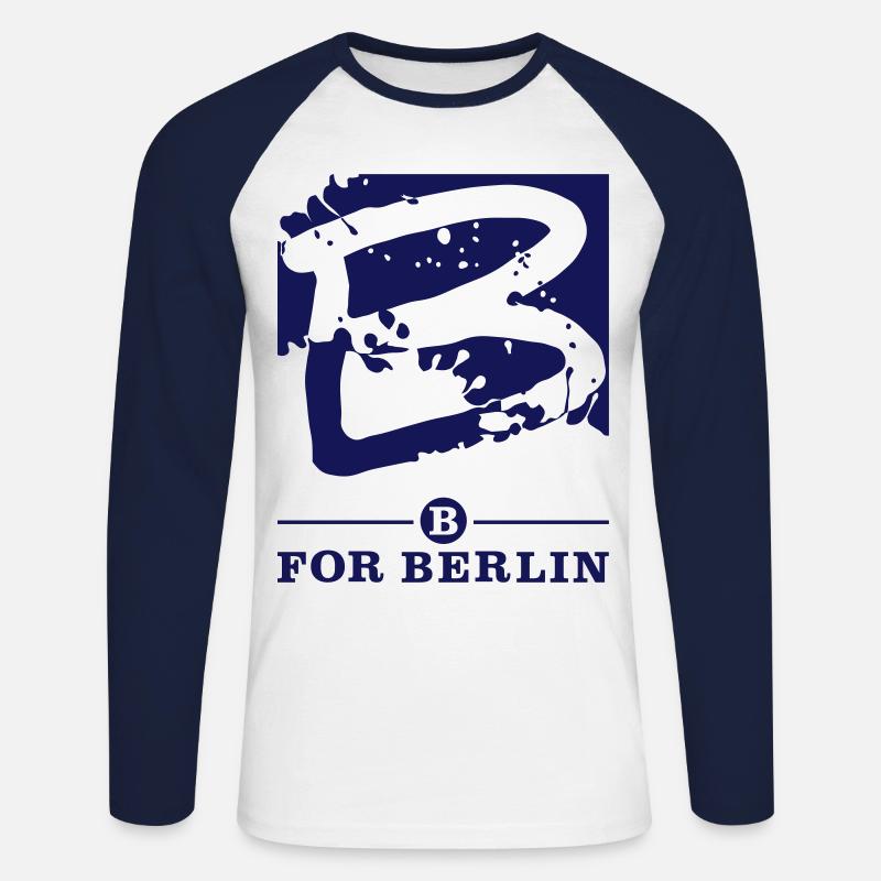B for Berlin - Splash - Unisex Baseballshirt langarm - Weiß/Navy