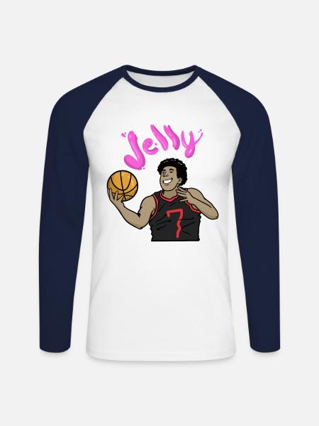 Cartoon cartoon basketball sport basketball player - Unisex Long Sleeve Baseball T-Shirt - white/navy