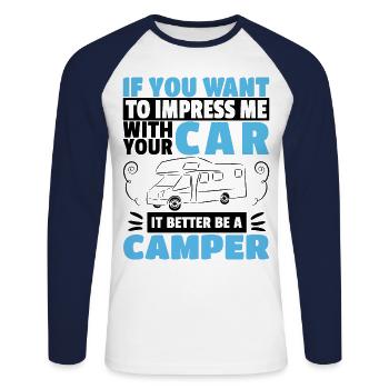 Motorhome gift idea camper caravaning vacation - Unisex Long Sleeve Baseball T-Shirt - white/navy - Front - Nik (191cm)