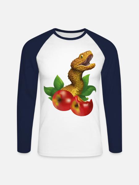 Snake and apples - Unisex Long Sleeve Baseball T-Shirt - white/navy