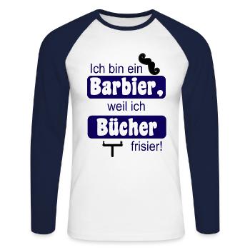 Buchhalter Steuerberater lustiges Geschenk Barbier - Unisex Baseballshirt langarm - Weiß/Navy - Vorne - Nik (191cm)