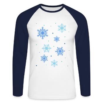 Snow stars, ice crystals - Unisex Long Sleeve Baseball T-Shirt - white/navy - Front - Nik (191cm)