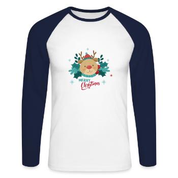 Toll Rudolf the Red Nosed Reindeer Merry Christmas - Unisex Long Sleeve Baseball T-Shirt - white/navy - Front - Nik (191cm)