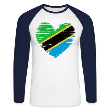 Drapeau drapeau de la Tanzanie drapeau - T-shirt baseball manches longues Homme - blanc/marine - Devant - Nik (191cm)
