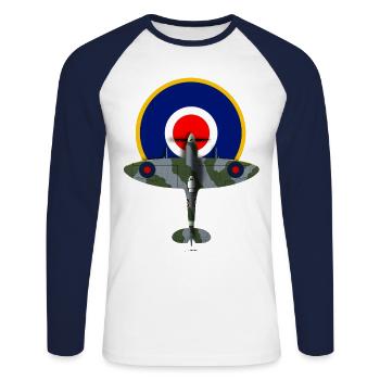 COCARDE SPIT - 2101 - Unisex Long Sleeve Baseball T-Shirt - white/navy - Front - Nik (191cm)